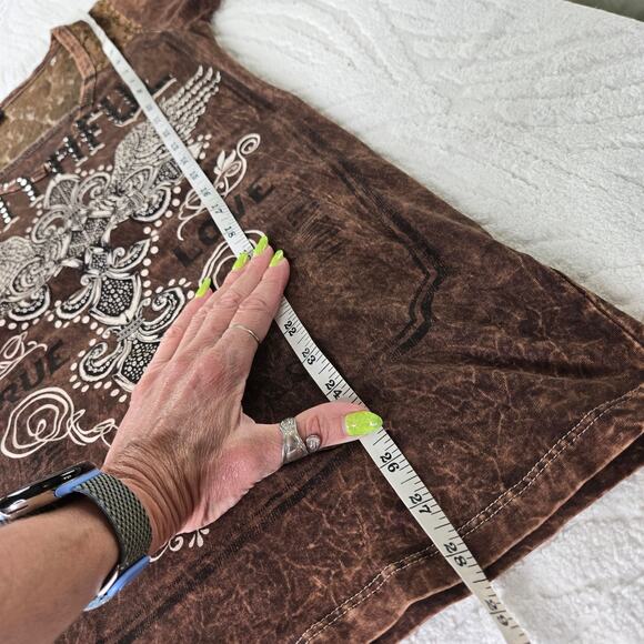 🎄 Daytrip Buckle EUC Faithful True Love lace stud tie dye Vintage top Small - Picture 11 of 16